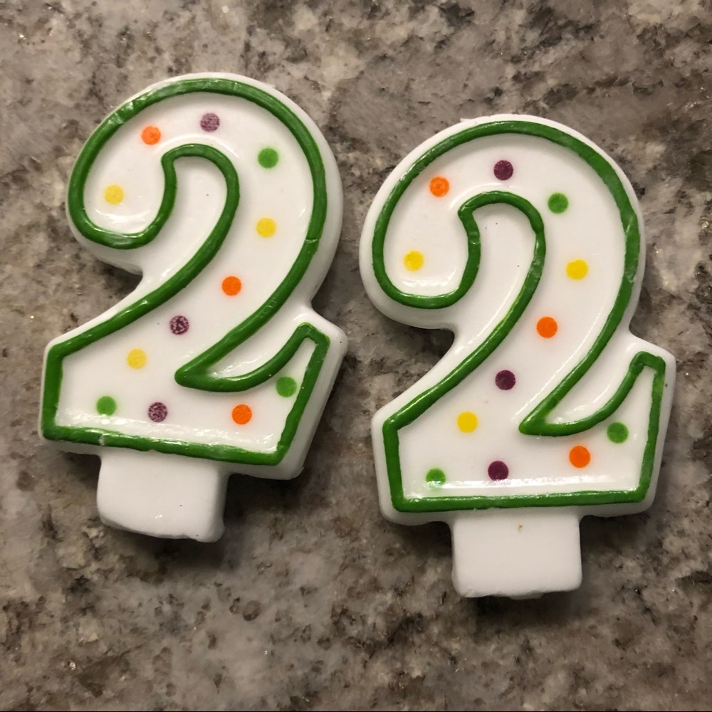 $2 Green Outline Number 2 Birthday Candle
